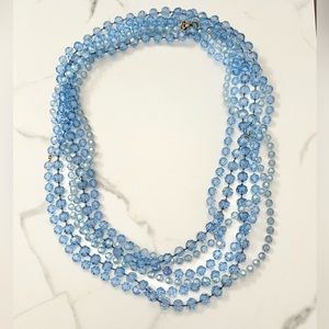 Vintage Multi Strand Blue Crystal Bead Necklaces, 3 Total